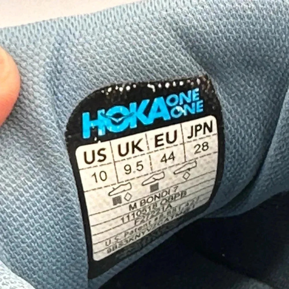 Hoka One One Mens Bondi 7 1110518 OTRS Blue Running Shoes Sneakers Size 10 - Picture 13 of 13